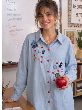 VINTAGE CST SPORT Embroidered Teacher Apple Shirt
